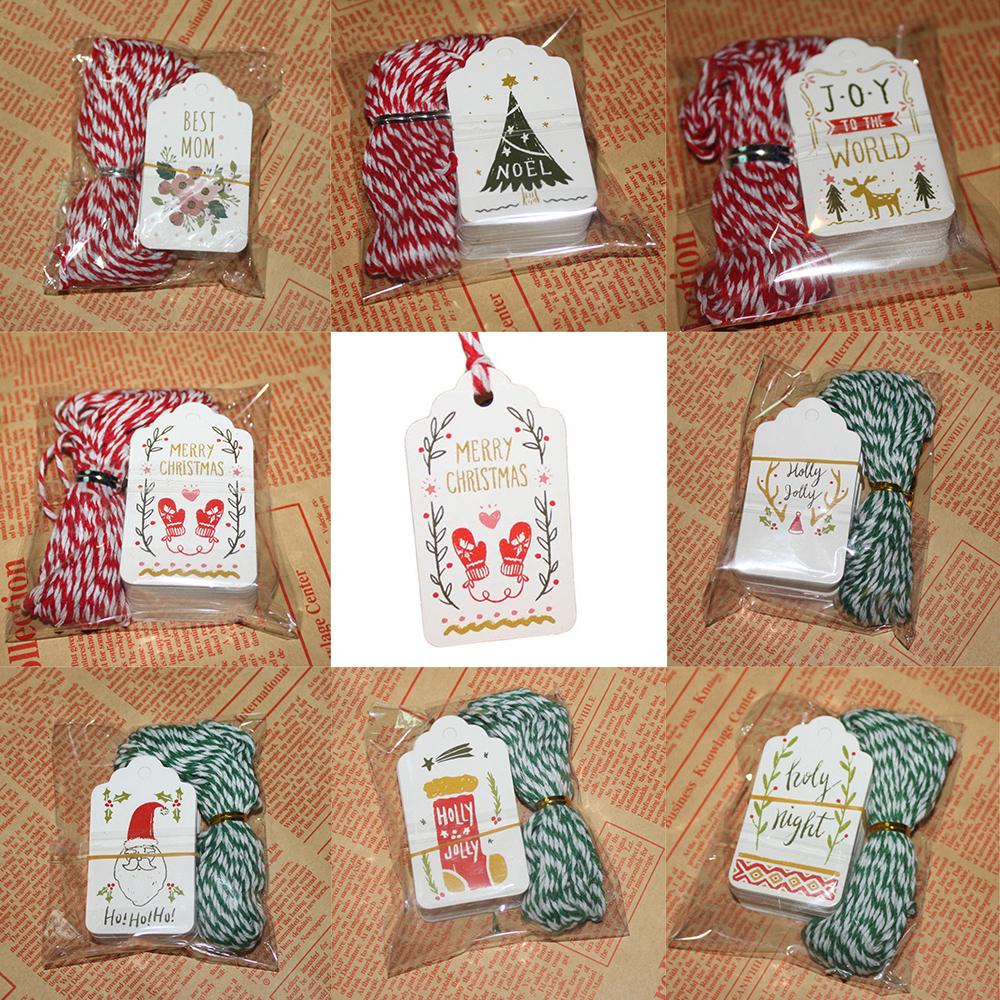 Buy 50Pcs Paper Hang Tags + Cotton Thread Christmas Festival Gift ...