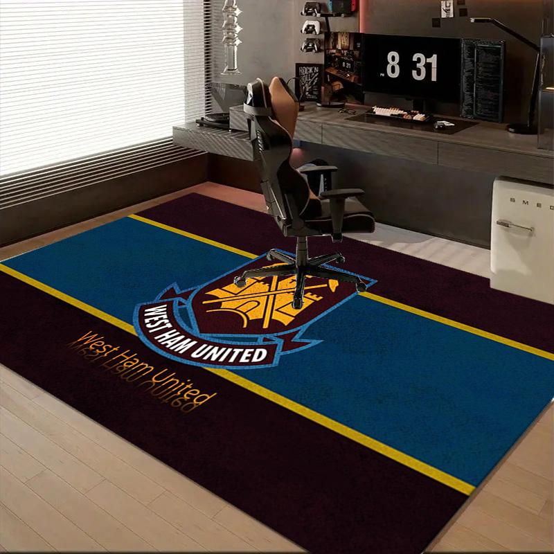 1 Stück West Ham United Teppich Spielteppich, Fußmatte für Schlafzimmer Wohnzimmer Eingangsbereich Teppich, Heimdeko Idee Geschenk für Weihnachten Geburtstag