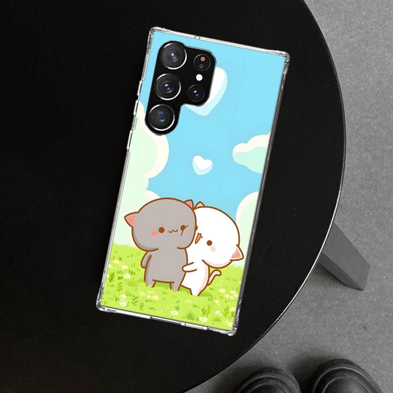 Cute Peach Goma Cat Phone Case Cover for Samsung Galaxy S26 S25 Edge S24 S23 Ultra S22 Plus S21 FE S20 + Art Customized Fundas G