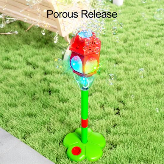 Automatic Bubble Machine for Kids Bubble Blower with Lights And Music Adjustable Height 17-38 Inches Vertical Bubble Tower Stand Hands-Free