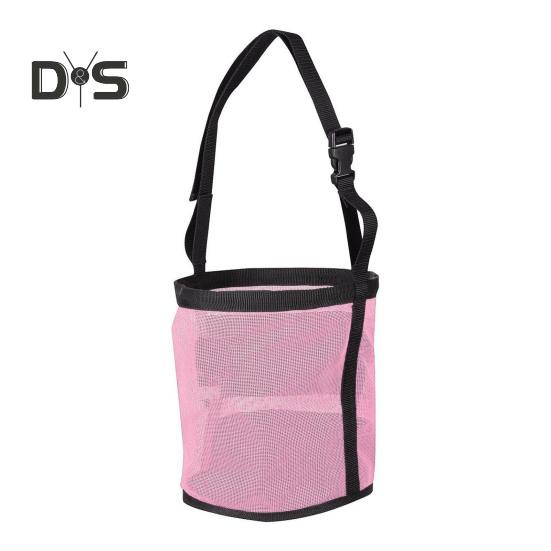 

Кормушка для лошадей, прочная сетчатая кормушка для лошадей с регулируемым ремнем, намордник для лошадей, ведро для кормления зерном, порошковыми добавками L розовый