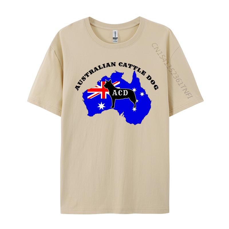 Australian Cattle Dog Flagga T-shirts Australisk Flagga T-shirt Smal Passform Ren Bomull Grupp T-shirts Klassisk Unisex