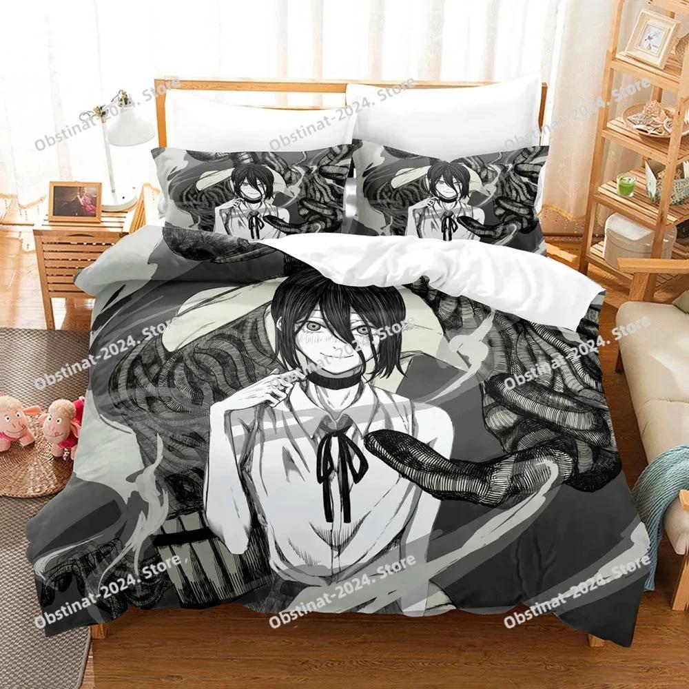 Girls Chainsaw Man Makima Bedding Set Printed Bed Set Duvet Cover Sheet Pillowcase Soft Quilt Cover Full Queen King Size