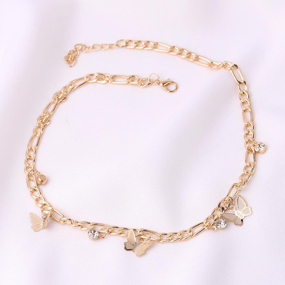 European and American New Products Are Simple and Trendy Butterfly Rhinestone Necklace Alloy Neck Chain Fashionable Diamond Necklace