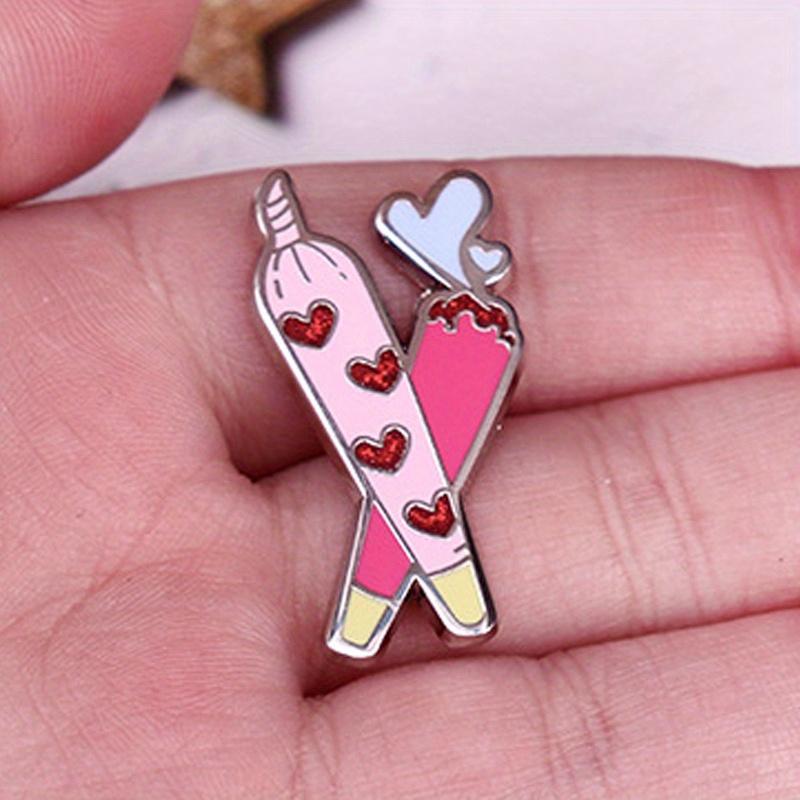 Flash Heart Badge Brooch Smoke Enamel Supporting Fan Pin