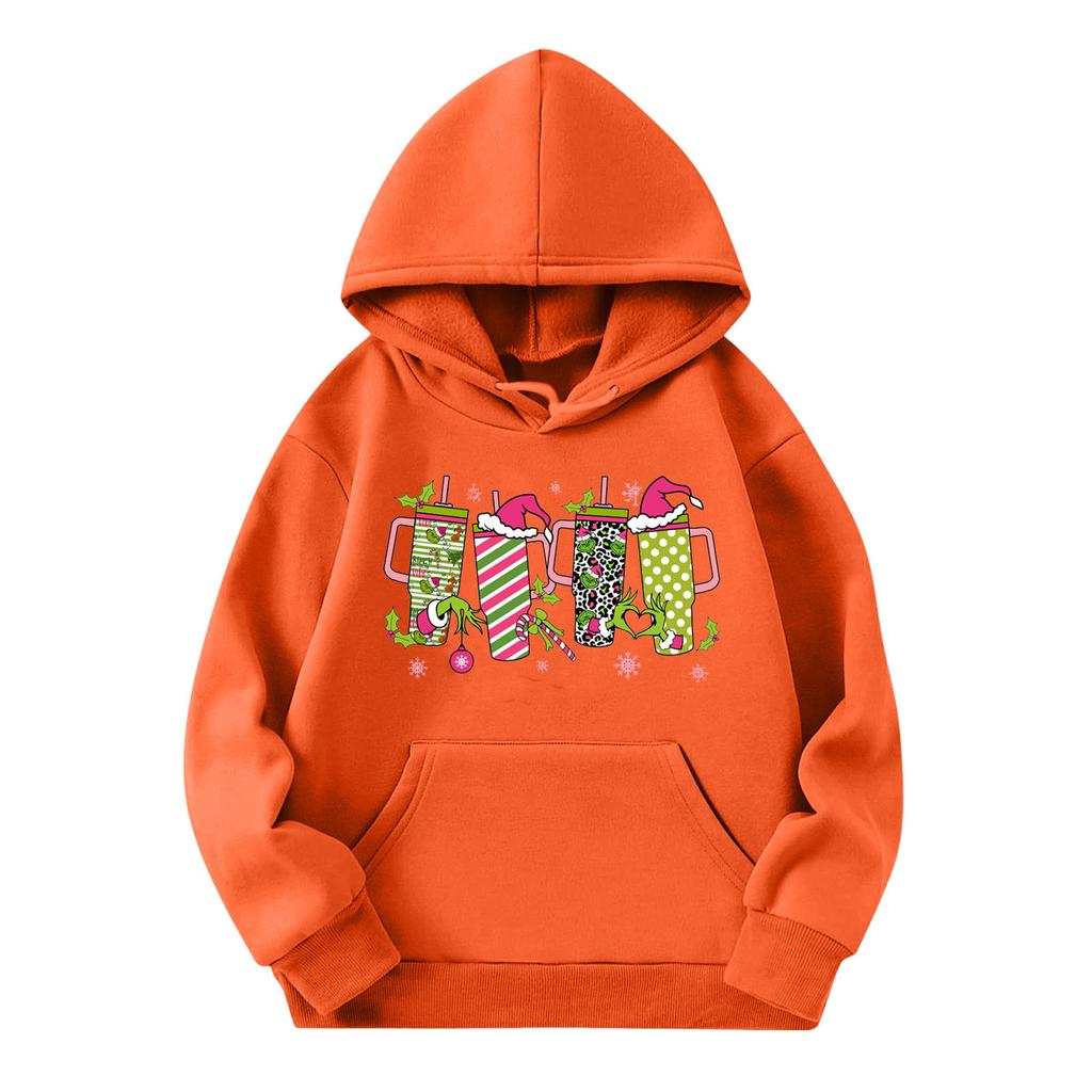 Child Fashion Lightweight Long Sleeve Pullover With Pockets Print Hoodie