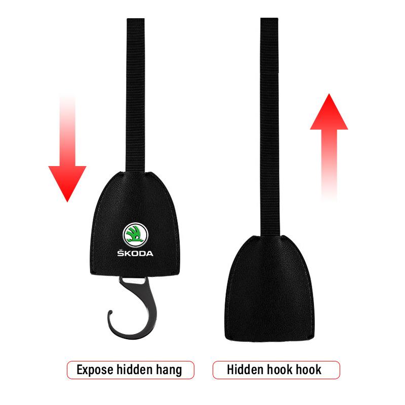 1/2pcs Leather Car Seat Back Hooks Portable Hanging Bag Rack for Skoda Octavia Enyaq Rapid Karoq Derivati Fabia Kodiaq Kamiq Superb Yeti