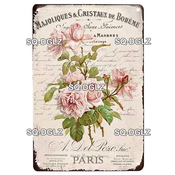 Blume Vintage Zinn Zeichen Wohnkultur Retro Metall Zeichen Shabby Chic Wand Dekor Für Küche Wohnzimmer Esszimmer Metall Platte