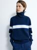 MOONDAL Women's High-Neck Sweater - New 2026 Autumn/Winter Striped Knitwear, Relaxed Fit, Korean Style