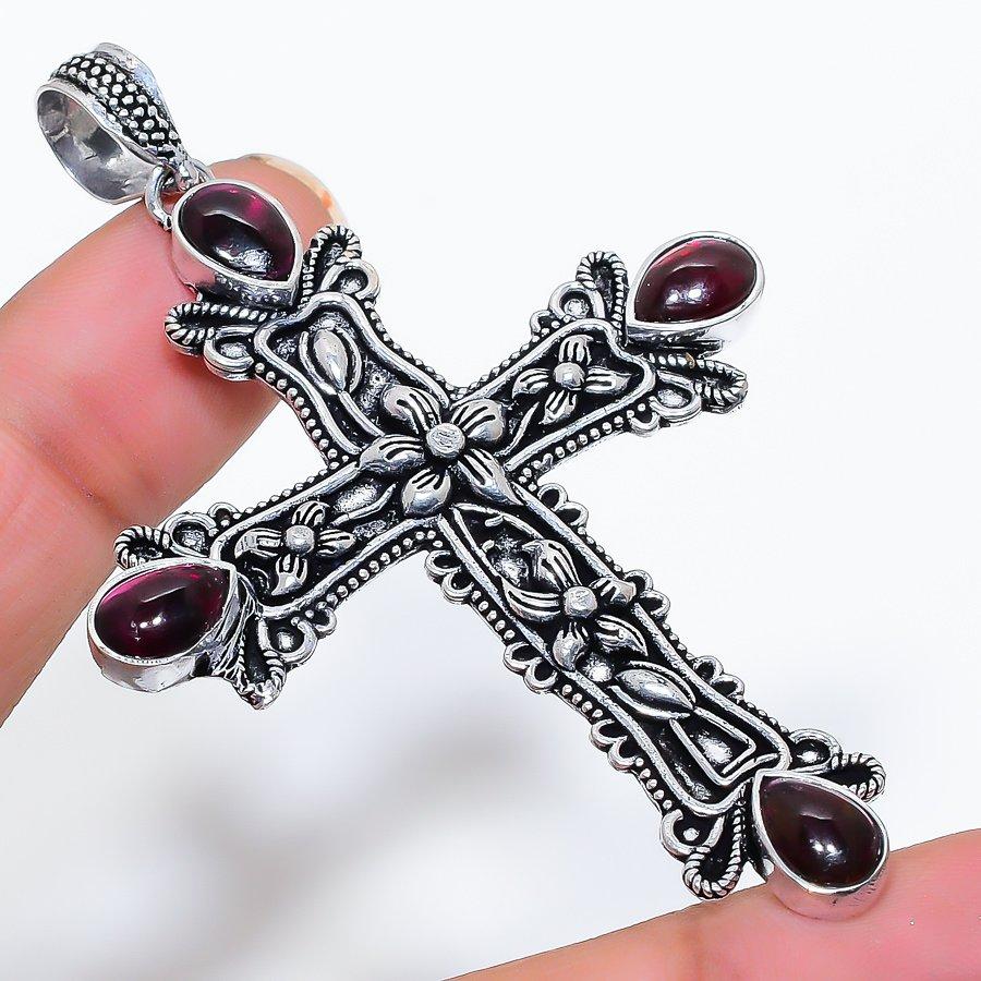 

Cross Amethyst Gemstone Handmade Ethnic Jewelry Pendant 2.96 VR-3587