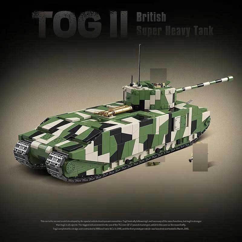 2288pcs Military Assembly Building Blocks MOC British Army TOG II Heavy Armor Dog Tank Model Educational Toy Gift for Boys