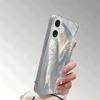 White gauze angel wing silver tempered glass phone case suitable for iPhone 17 16 15 14 13 12 11 Pro/Max/Plus scratch resistant