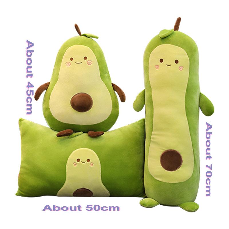 Cute Avocado Plush Toy Cartoon Smile  Avocado Sleeping Pillow Cushion Stuffed Plant Soft Doll Fruit Pillow Baby Toy Gift for Her