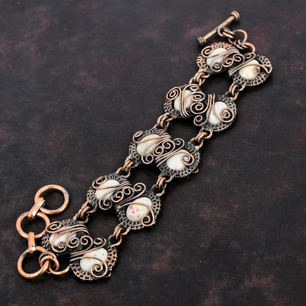 Brățară cinabarit Brățară învelită cu sârmă de cupru Brățară cu lanț reglabil Bijuterii lucrate manual Brățară cu pietre prețioase naturale Bijuterii din cupru pentru cadouri