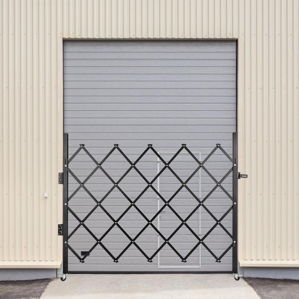 Single Folding Security Gate, 48" H X 66" W Folding Door Gate, Steel Accordion Security Gate, Flexible Expanding Security Gate, 360° Rolling Barricade