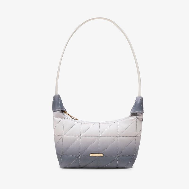 Fresh and Sweet Rainbow Gradual Change Color Armpit Bag Autumn and Winter Versatile Embroidered Women's Bag Small Mobile Phone Bag Shoulder Handbag