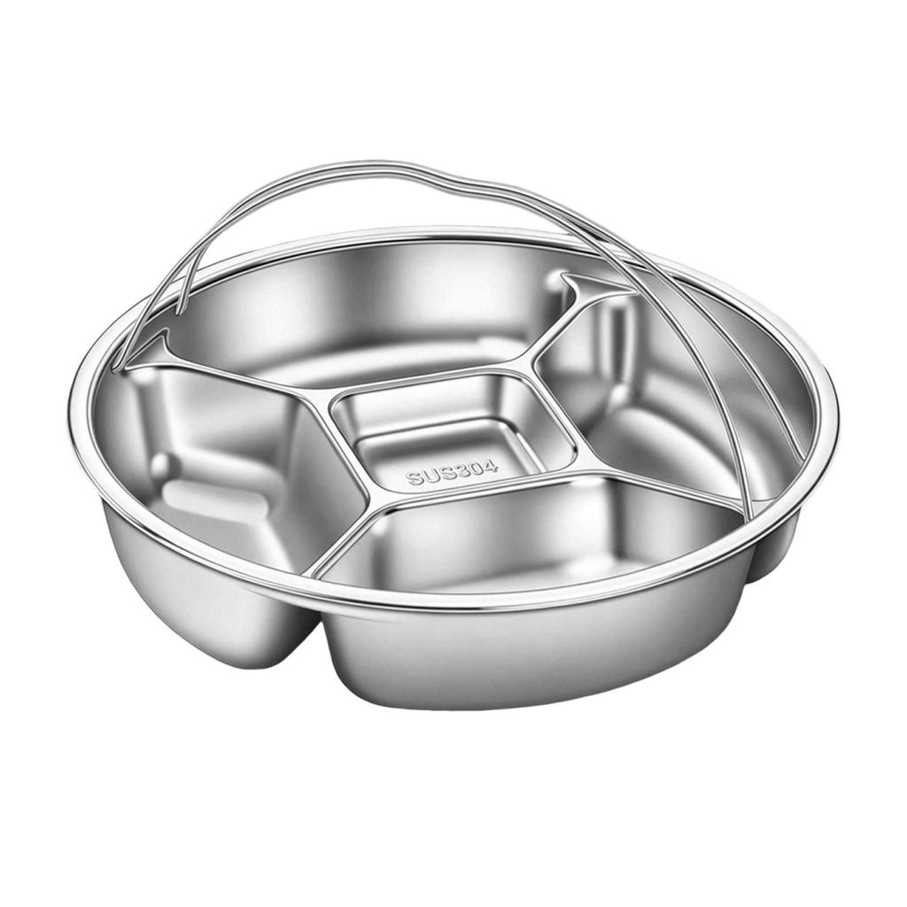 Stainless Steel Divided Plate 5 Compartment Snack Box Reusable Sectioned Food Storage Container for Meal Prep Party Entertaining