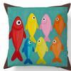 Tropical Fish Theme D Flat Printed Pillowcase Peach Skin Decorative Cushion Cover for Sofa Car Nursery Room Decor