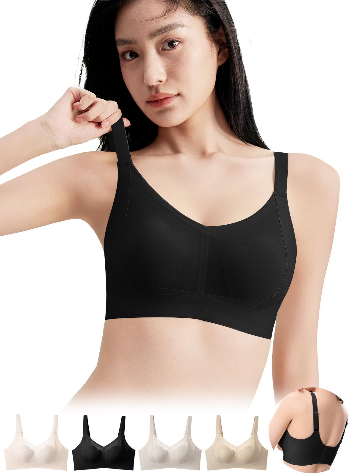

Veimia Bra Slimming Prevents Wireless Sagging Breast High Side Approximately 2 Cup Sizes Gentle on the High Comfortable for Wear Breast-Slimming