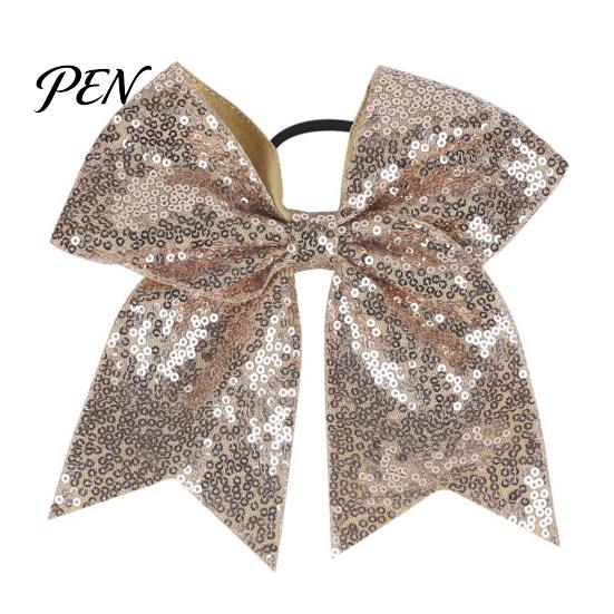Hair Accessories for Cheer Sequins Bows, Elastic Tie, Large Cheerleading Sequin Bows Band Ponytail Holder, Glitter Scrunchies Women Girls Teens