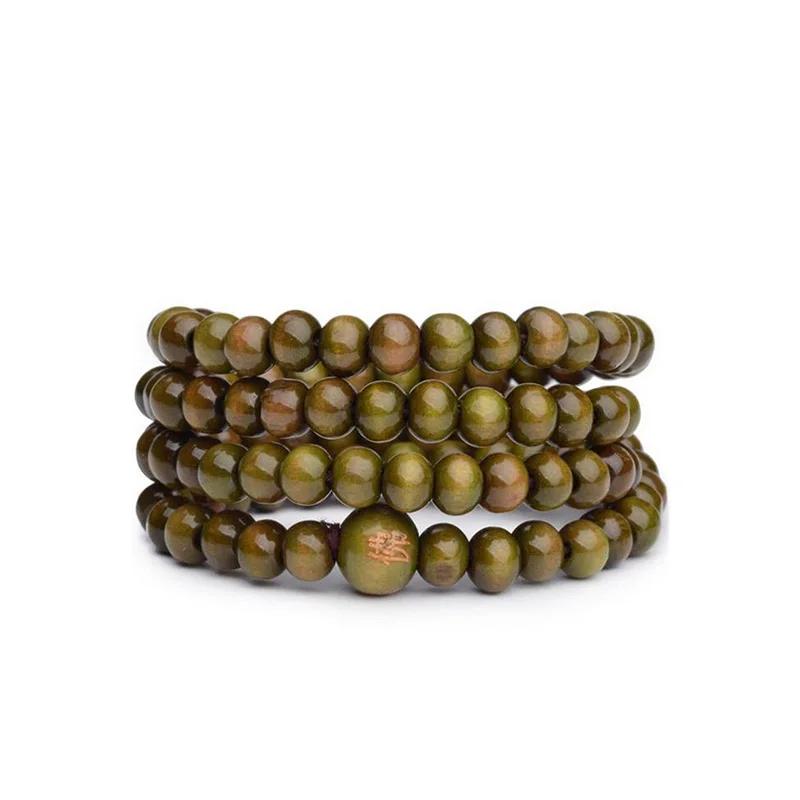 6mm Natural Sandalwood Buddhist Buddha Meditation Wood Prayer Bead Mala Bracelet Bangles Women Men Jewelry 108 Beads Bijoux