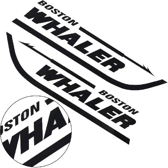 2Pc Boston Whaler Stickers Decal Boat Outboard Motor Fit for Whaler Hull Marine Grade (Black) чёрный