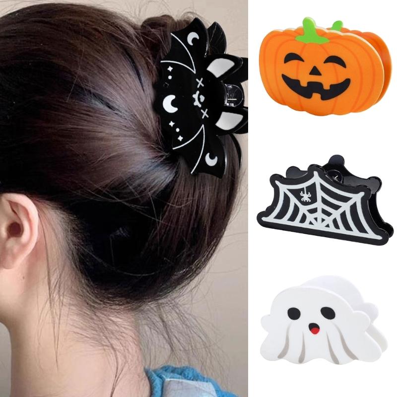 Halloween Theme Hair Claw Clip for Adult Kids Bat/Blackcat/Pumpkin SharkClips Hair Styling Accessories Party Headdress