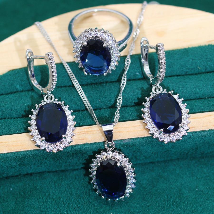 2024 New Jewelry Zircon Necklace Earring Ring Set