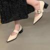 Women's Sandals New Ballet Flats Woman Pointed Rivet Single Shoes Shallow Sandals Female Thick Sole Mary Janes Zapatos De Mujer