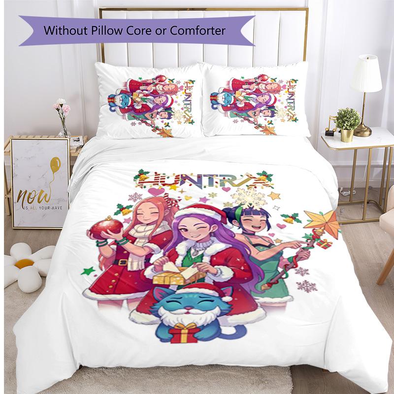 Set Biancheria da Letto Kpop Demon Hunters con Stampa, Morbido Set Lavabile Amico della Pelle con Copripiumino e Federe