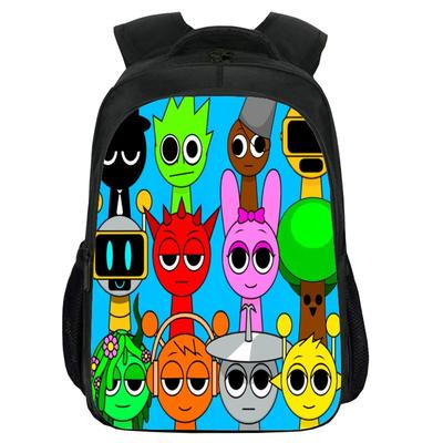 Printed Rhythm Box Sprunki Double-Layer Schoolbag, Cartoon Diy Student Computer Backpack, Backpack For Men
