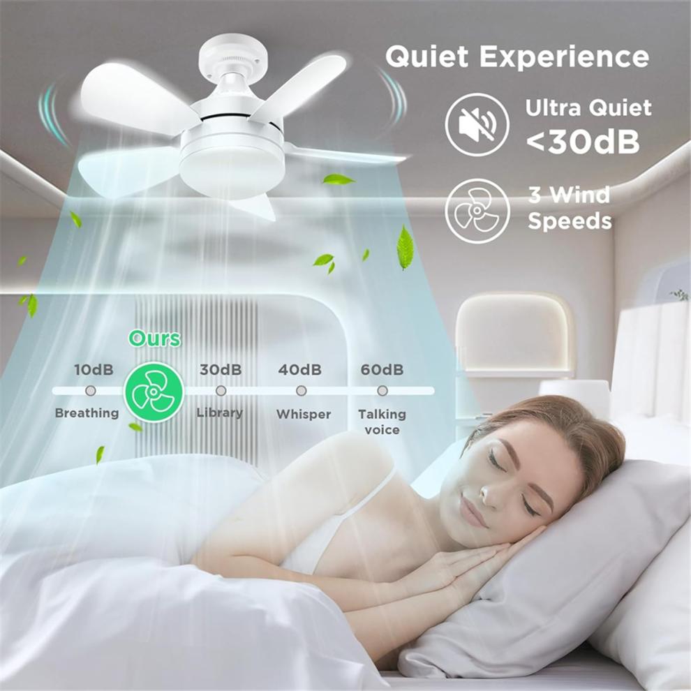 Socket Ceiling Fans with Lights and Remote - Fan Light Dimmable Led Bulb,Screw in Small