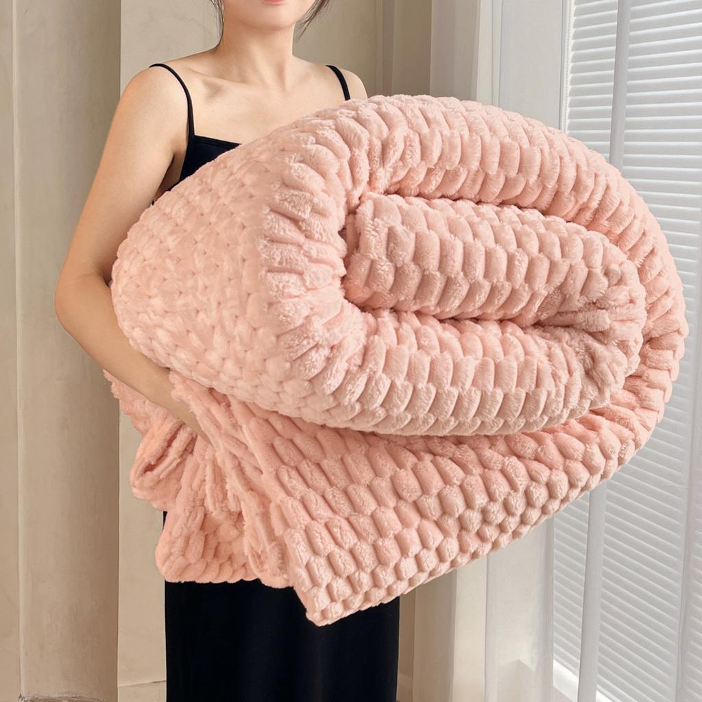 Plain Solid Color Blanket for Bed Pluffy Plush Thow Blanket for Winter Warm Thick Coral Fleece Plaids Sofa Bedspreads for Winter