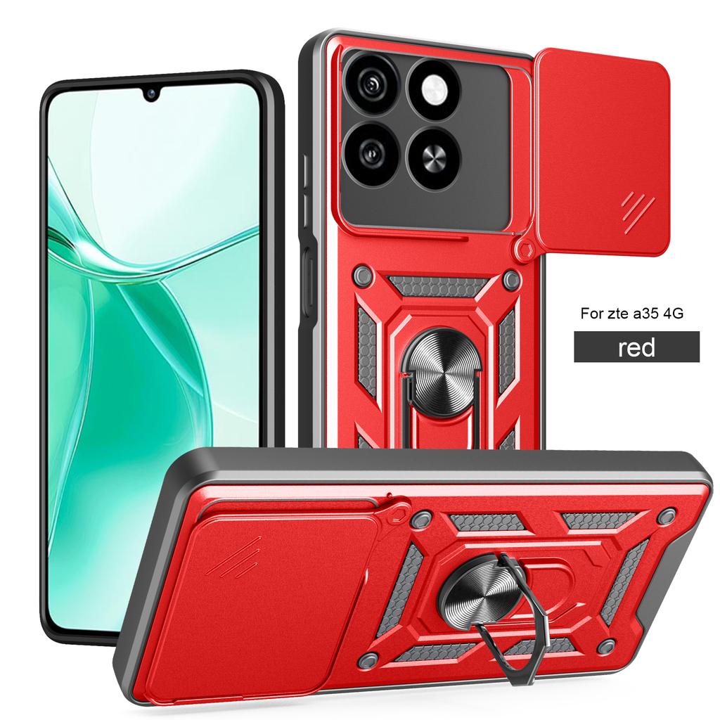 For ZTE Blade A35e Case ZTE Blade A35 Cover ZTE Blade A55 Magnetic Ring Holder Armor Phone Case Slide Camera Protect Back Cover