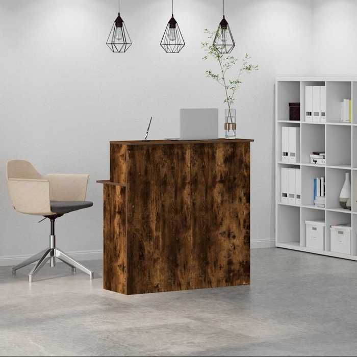 VidaXL Bureau de réception chêne fumé 100x50x103,5cm bois d'ingénierie, comptoir de réception, réception de salon, comptoir 859028