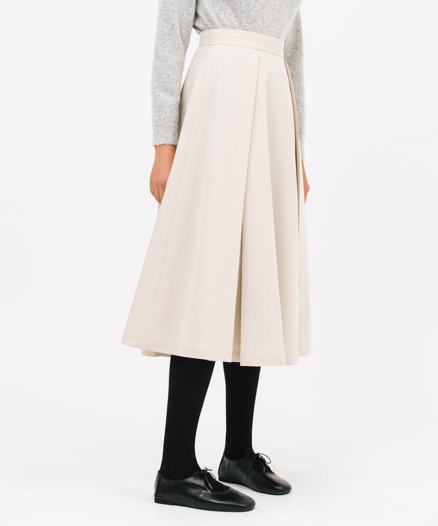 Jun By Jun K Front Tuck Flare Skirt_Cream