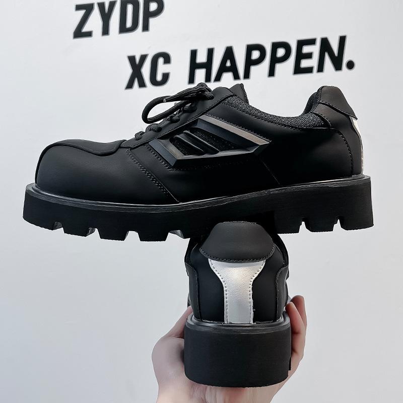 Men's shoes 2024 new spring British big head leather shoes thick sole heightening niche design sense Derby shoes 60668-A