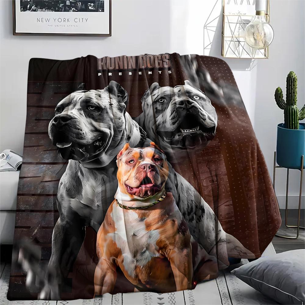 1Pc Pitbull Print Flannel Blanket, High quality Comfortable for All Seasons, Home Decor, Warmth and Comfort, Perfect for Christmas Gifts