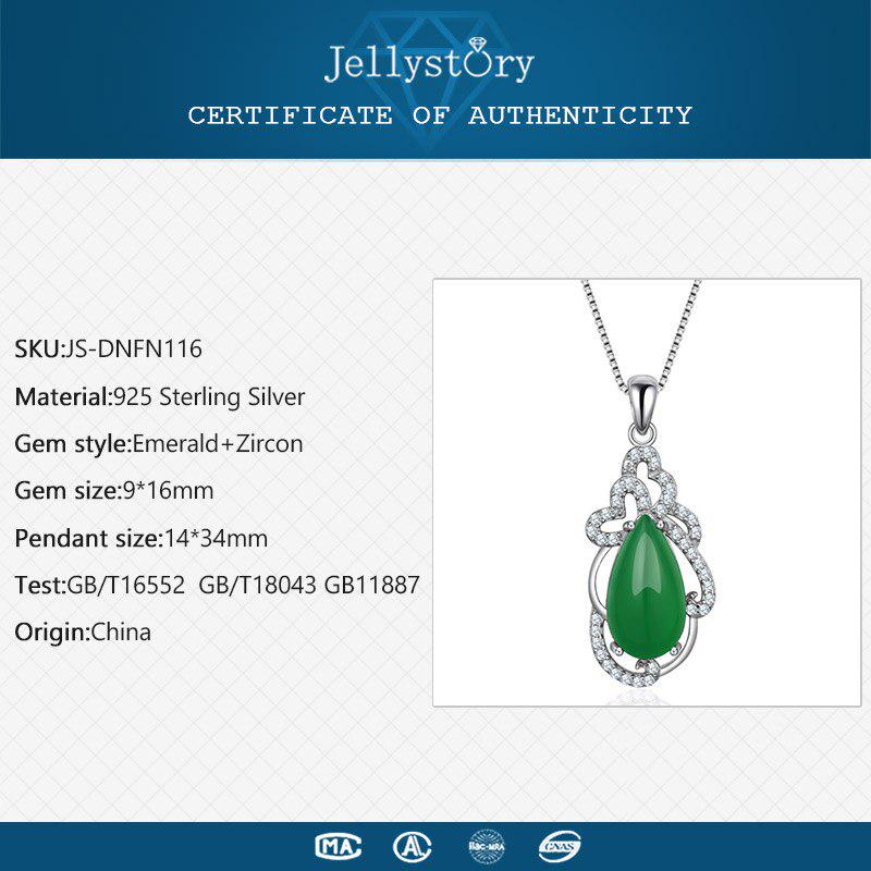 Dámský náhrdelník Tancise 925 ze sterlingového stříbra se smaragdovým zirkonovým přívěskem ve tvaru kapky na svatební šperky