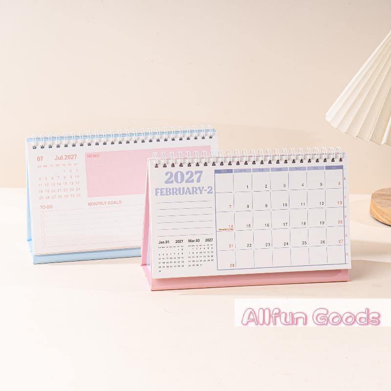 [TG835]2027 Ins Style Calendar Simple Fresh & Creative Desktop Decoration Plan Check In Ornament Office School Supplies