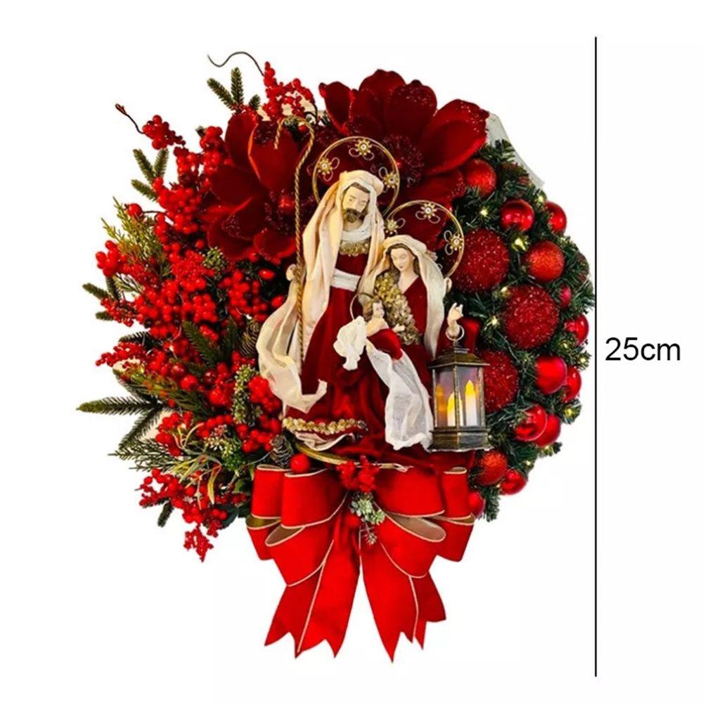 

Wall Decorations with Lights Sacred Christmas Wreath Christmas Wreath Decor Door Hanging Ornaments 25x22cm