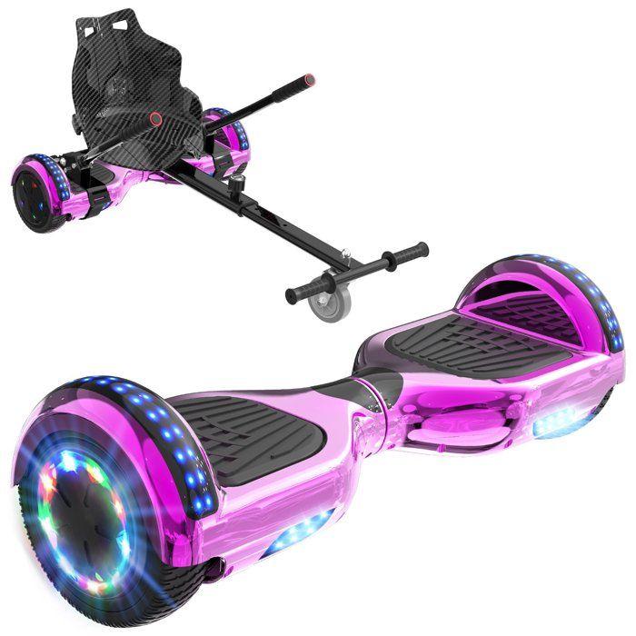 RCB Hoverboard + Kart 2-in-1 6.5 Inch Bluetooth and LED – Adjustable Karting – Pink/black – Ideal Gift Children