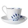 [Offiziell importiert] Royal Copenhagen Blue Fluted Mega Tasse mit hohem Henkel & Untertasse, 240ml, Weiß, 1016909, Perfekt für Hochzeitsgeschenke