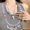 Cute Cartoon Kitty Dice Pendant Necklace for Women, Summer Unique Versatile Clavicle Chain