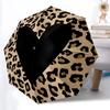 1pc Leopard Heart Automatic Open/close Umbrella, 8-Rib Sturdy Structure, Auto Folding/Opening, Portable Travel Umbrella for Women, Parties011