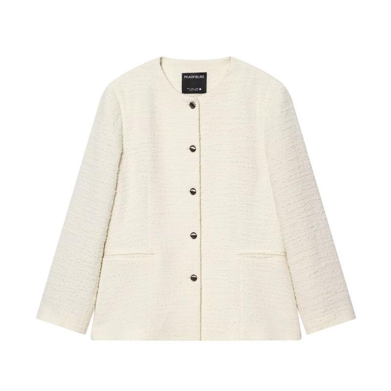 

2025 New European & American Style Round Neck Textured Suit Jacket Small грязно-белый