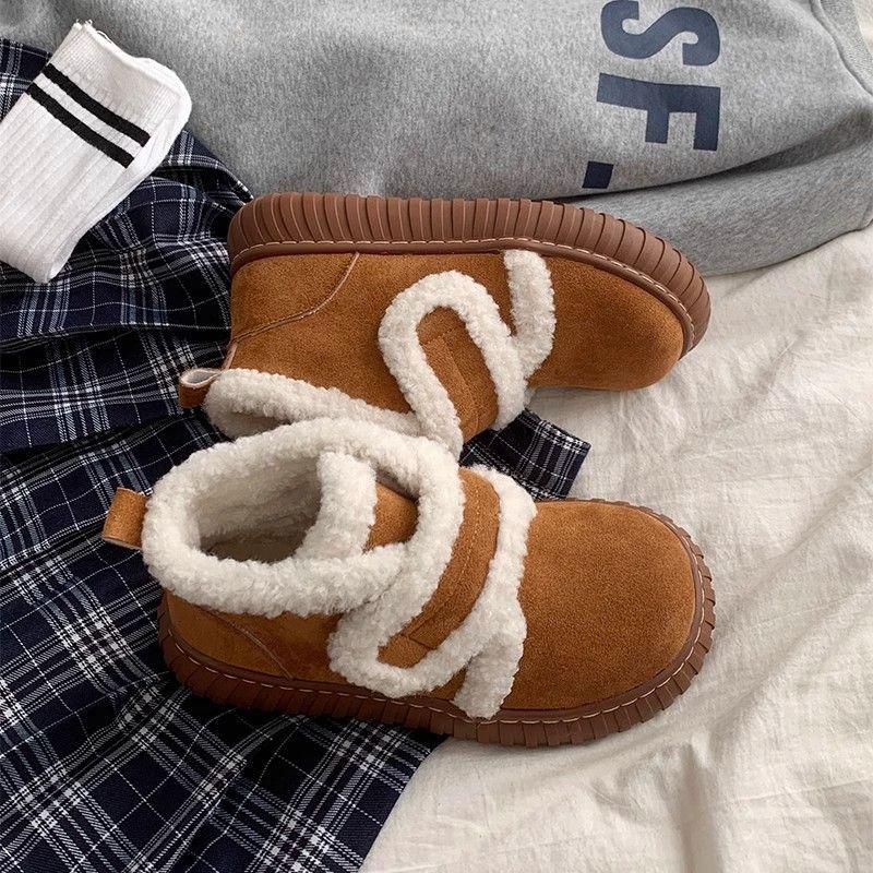 Baumwollstiefel Cartoon Schneestiefel Damen Neu Winter Gefütterte Verdickte Warme Flauschige Schuhe Plateausohle Vielseitige Baumwollschuhe