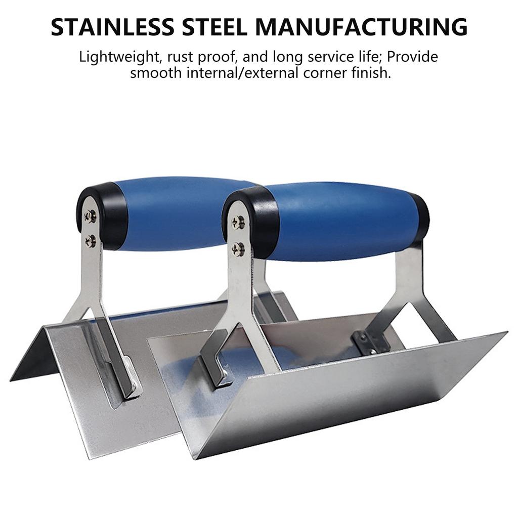 Stainless Steel Corner Trowel Long Lasting Rustproof with Comfortable Grip Handle Suitable for Home and Commercial Use