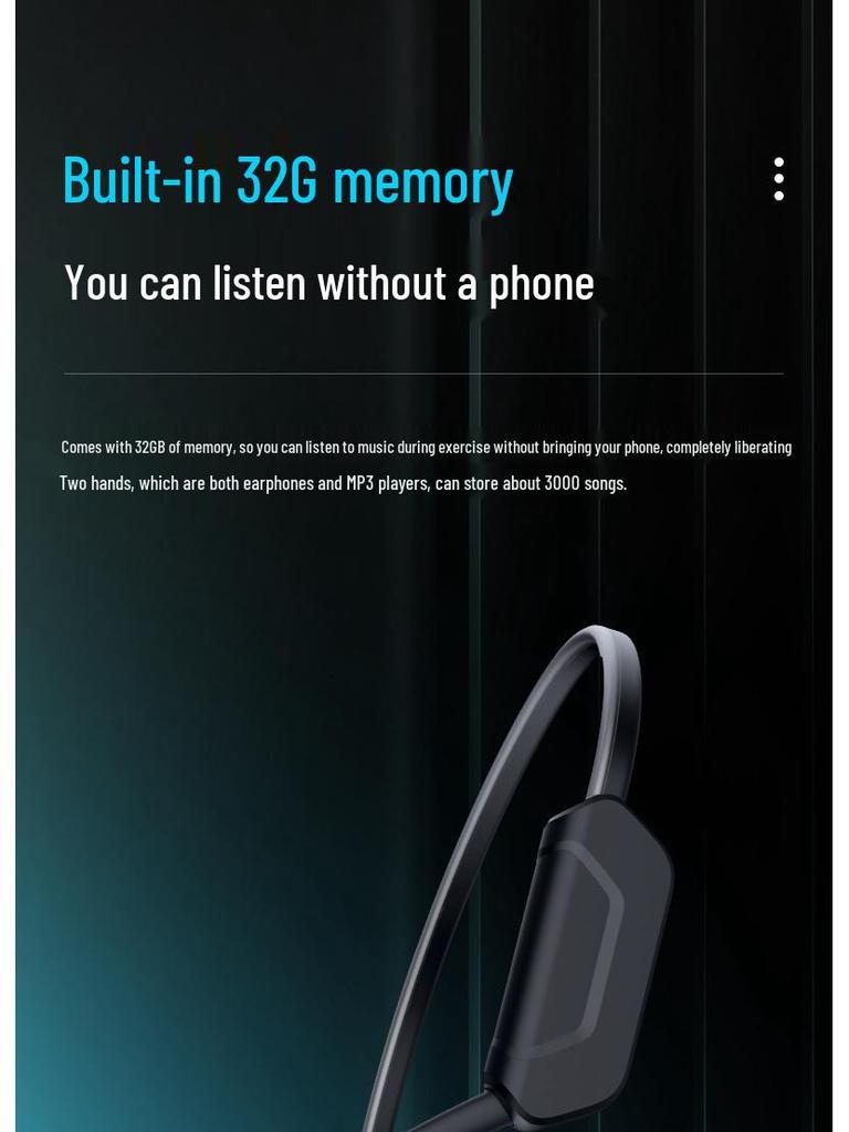8-Level Waterproof 32G Memory Bone Conduction Bluetooth Earphones for Swimming & Night Running