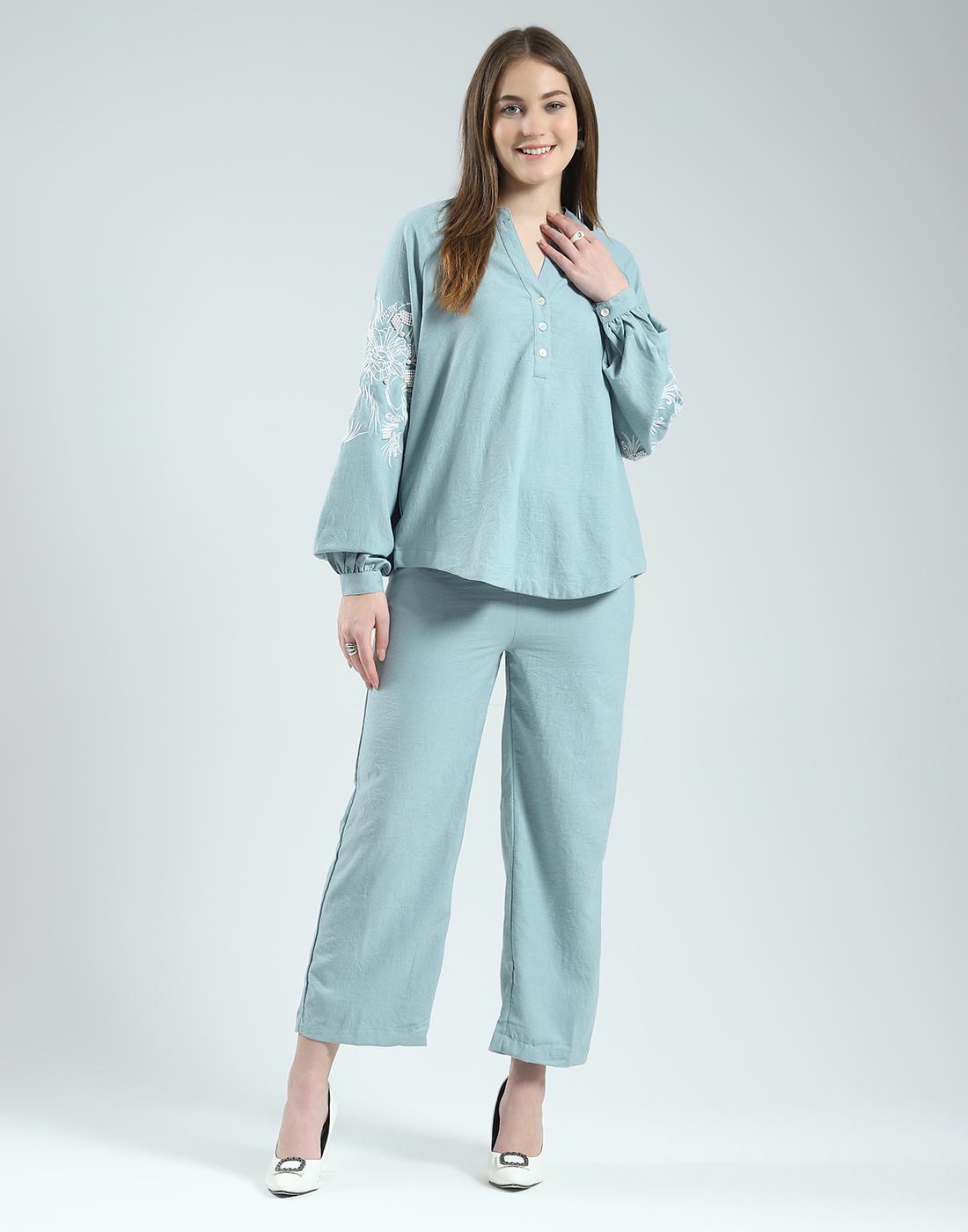 

Женский костюм Монте-Карло с самодизайном, круглым вырезом, длинными рукавами и стандартной посадки XL зелёный